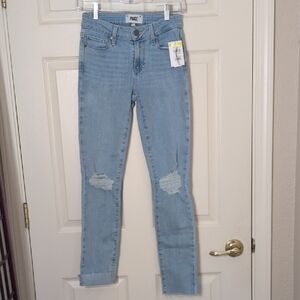 PAIGE Sky Blue Ripped Distressed Skinny Jeans, Size 25